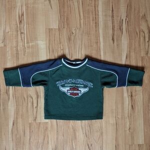 Harley Davidson Baby Pullover Shirt 18 mo. Green w/ Navy accents